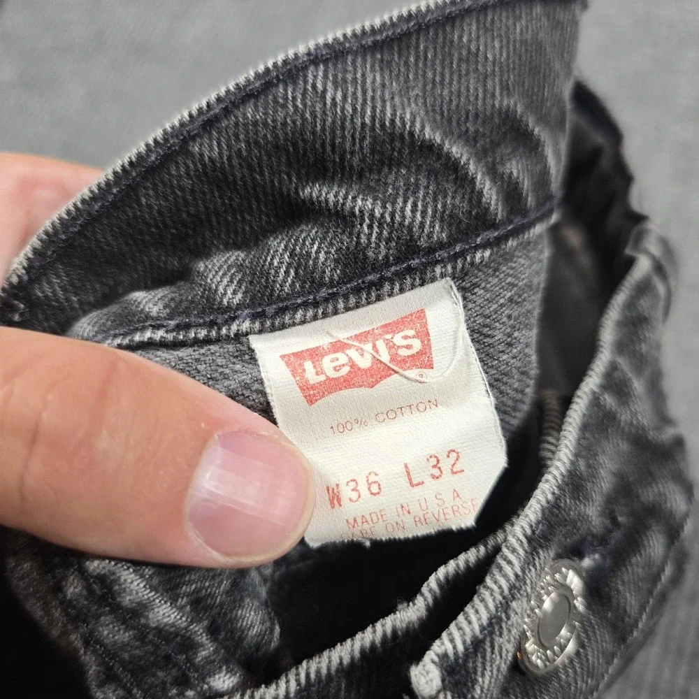 VTG Levi's 550 Jeans Mens 36x32 Gray Relaxed Tapered Orange Tab USA 32x29
